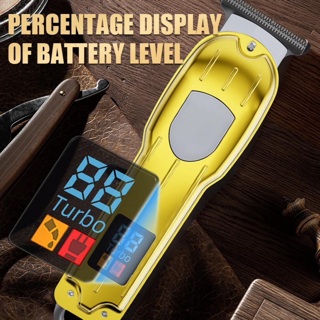 Hair Clipper, Steel Blade, Electric Pusher, LCD Digital Display, Charging, Professional, Electric Clipper