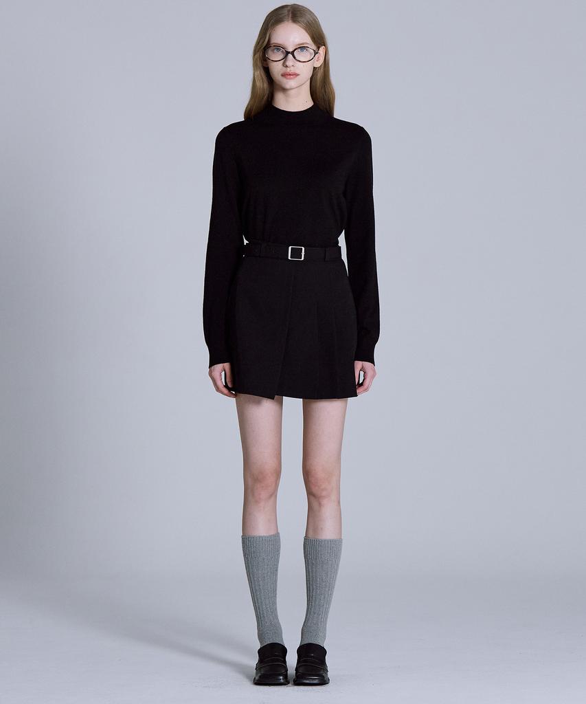 BASIC HOUSE Women'S High-Neck Long-Sleeve Sweater Black Lykt7202