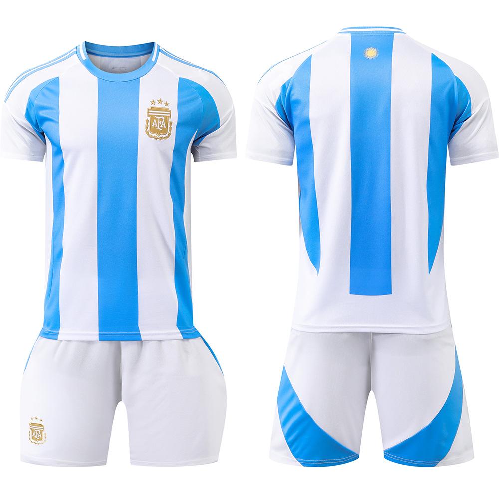 Argentina Home Stadium No.10 & No.11 Di Maria Jersey Set Kids Adult Fans Replica Football Uniform