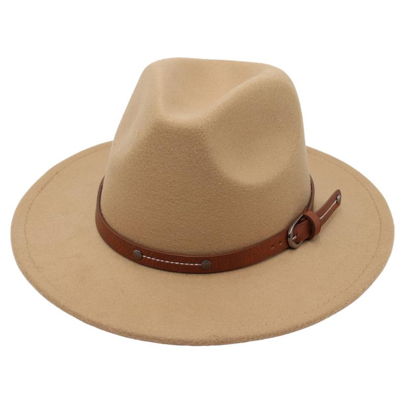 1PC Fashion Wool Fedora Hat Men Autumn Winter Wide Brim Jazz Cap Imitation Woolen Women Church Felt British Hat
