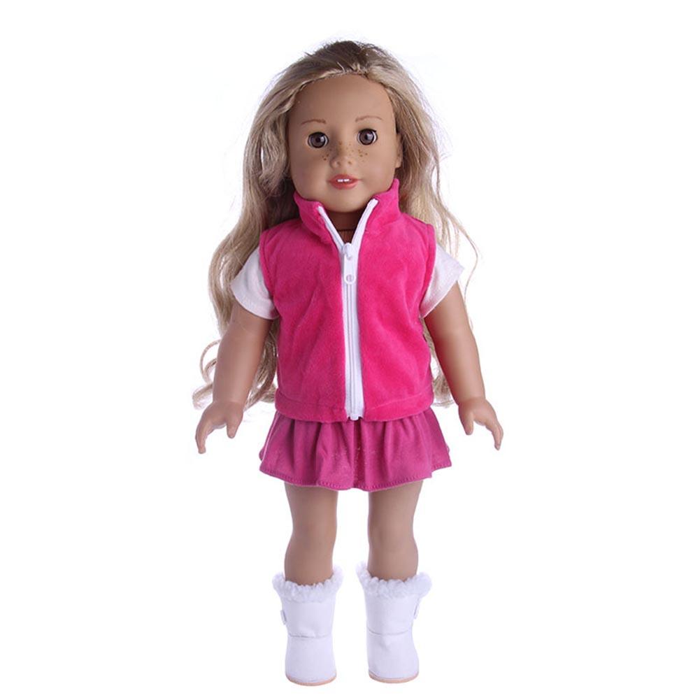 3pcs/set Girl Doll Clothes Dress Suit Set Top Skirt Coat for 18inch Girls Baby Dolls (n1339)