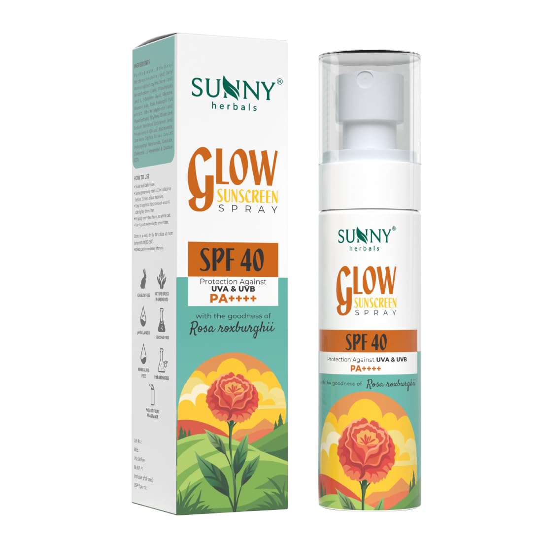 

Sunny Herbals Glow Sunscreen Spray SPF 40 for All Skin Types Lightweight Non-Sticky 100 ml Mist