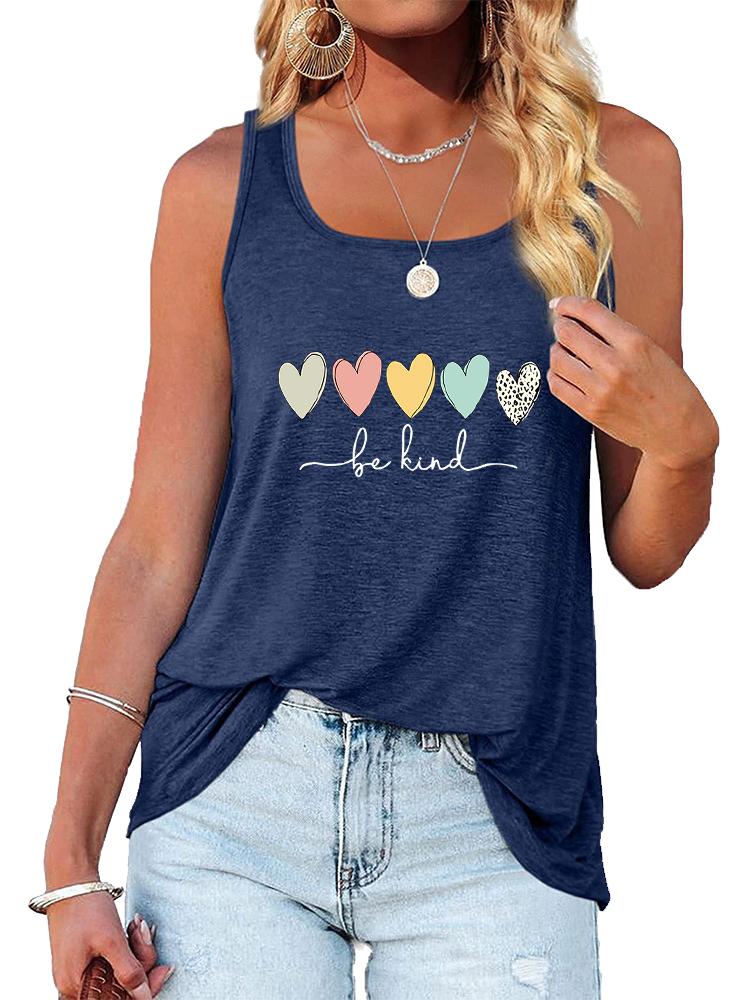 Women Fashion Print Sleeveless Top Summer Casual Loose Tank Top