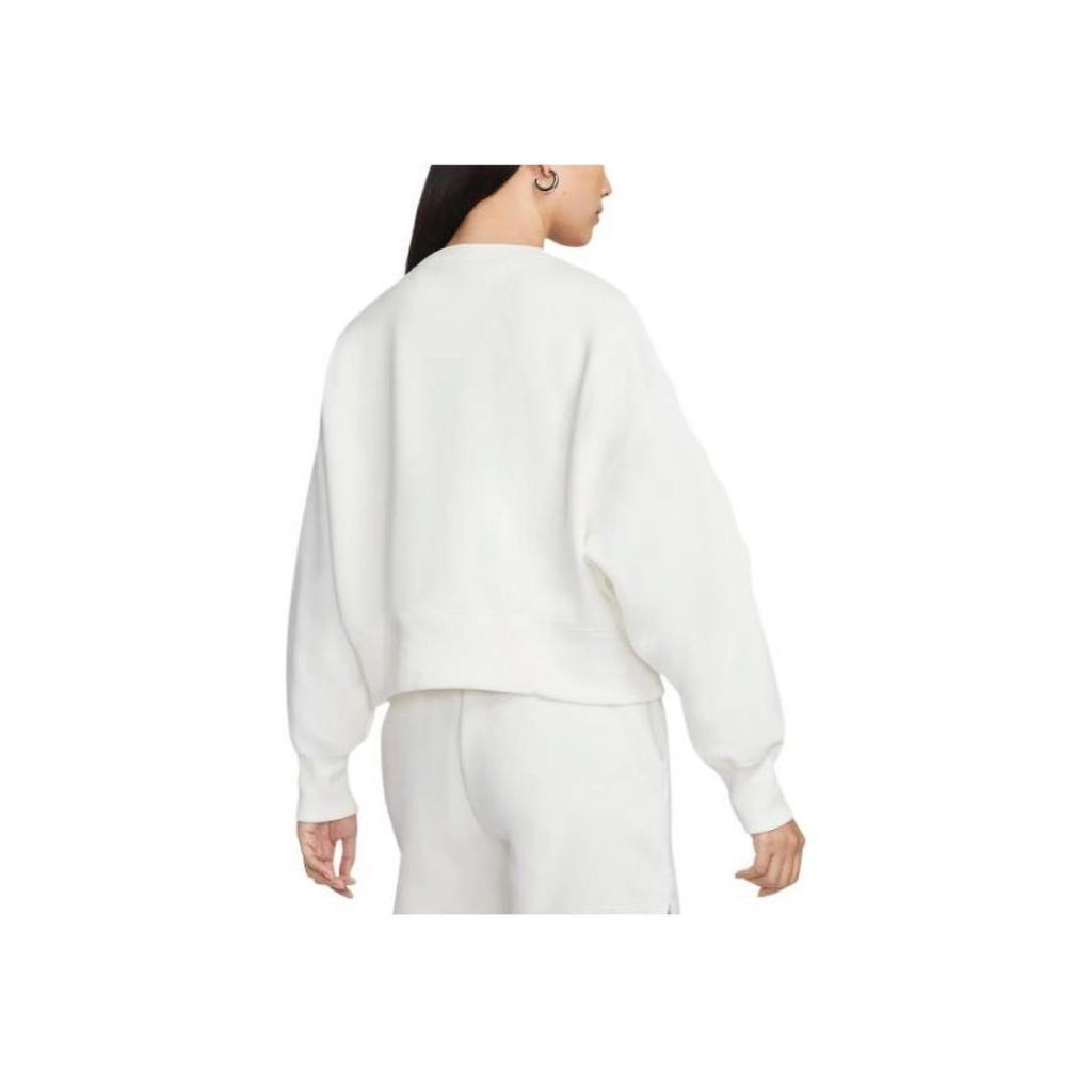 Nike Solid Color Logo Cropped Loose Round Neck Pullover Sweatshirt Women Tops White DQ5762-133