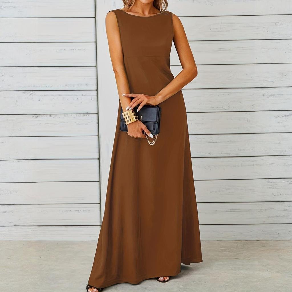 Ladies' Casual Loose Sleeveless Round Neck Vest Dress