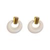 Retro Minimalist Geometric Circle Stud Earrings: Oil-Drip Steel Needle Design for Women