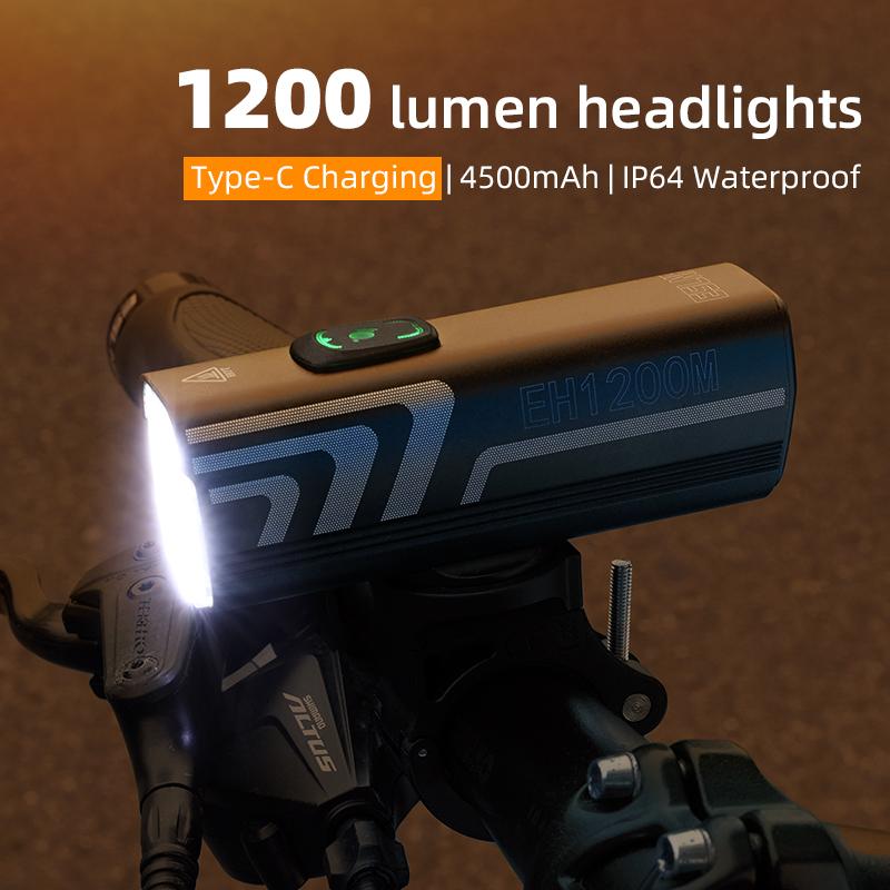ESLNF 1200 Lumens Bike Headlight Highlight MTB Road Bicycle Aluminum Alloy Bicycle Constant Lumen Front Light Bicycle Light