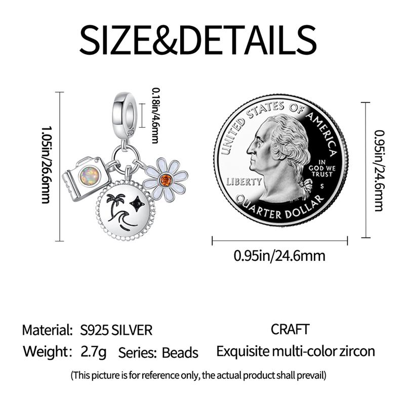 Charm Bead Charms Authentic copper Plated Travel Camera Flower Pendant Bead Charms Compatible With Bracelets Diy Fine Gift Women Delicate Jewellery