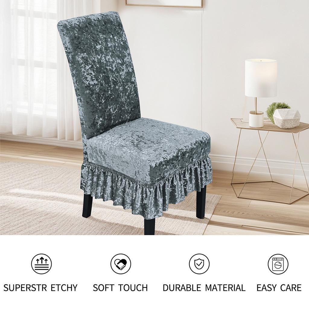 Thickened Elastic Gold Diamond Fleece Skirt Chair Cover Solid Color Universal Household Hotel High Back Chair Cover