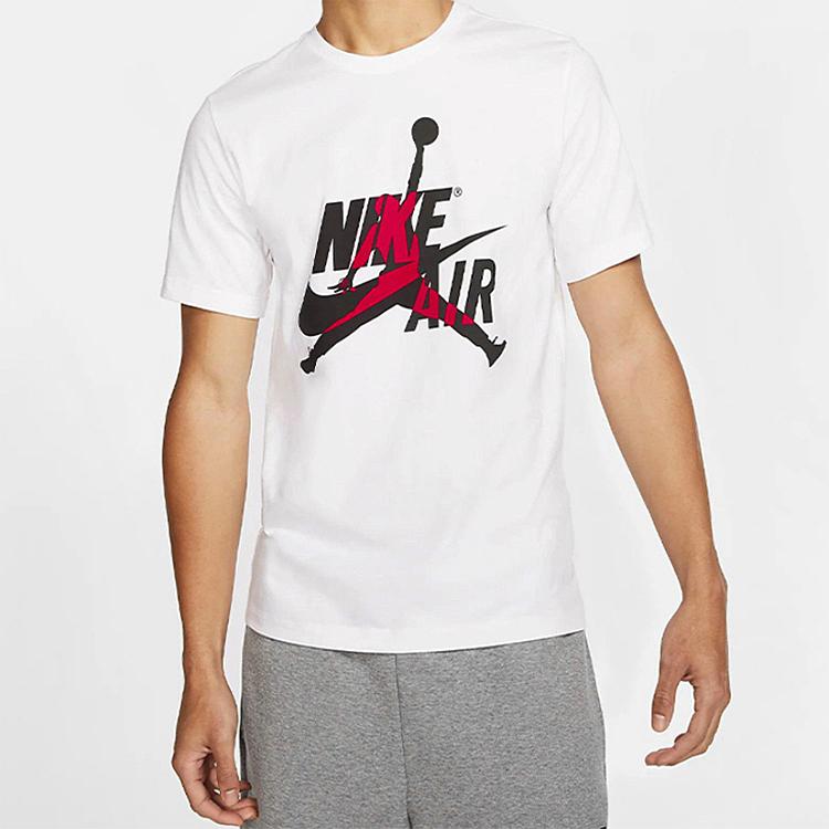 Air Jordan Jumpman Logo Print Knit Sports Crew Neck Short Sleeve T-Shirt Men Tops White DH9493-100