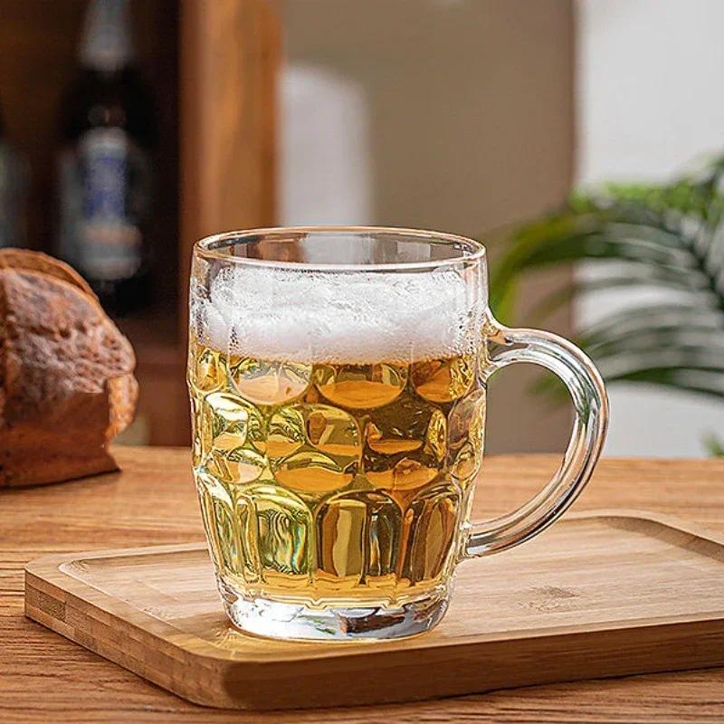 380ml/260ml/375ml Wheat Beer Glass Classic Craft Beer Glass with Handle Bar Large Capacity Beverage Cup Transparent Water Bottle