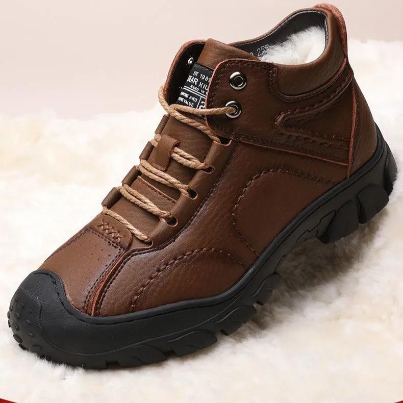 Men's Winter Fleece-lined, Thickened, Waterproof, Casual, High-top Sports Shoes, Outdoor Plus Size, Comfortable Snow Boots