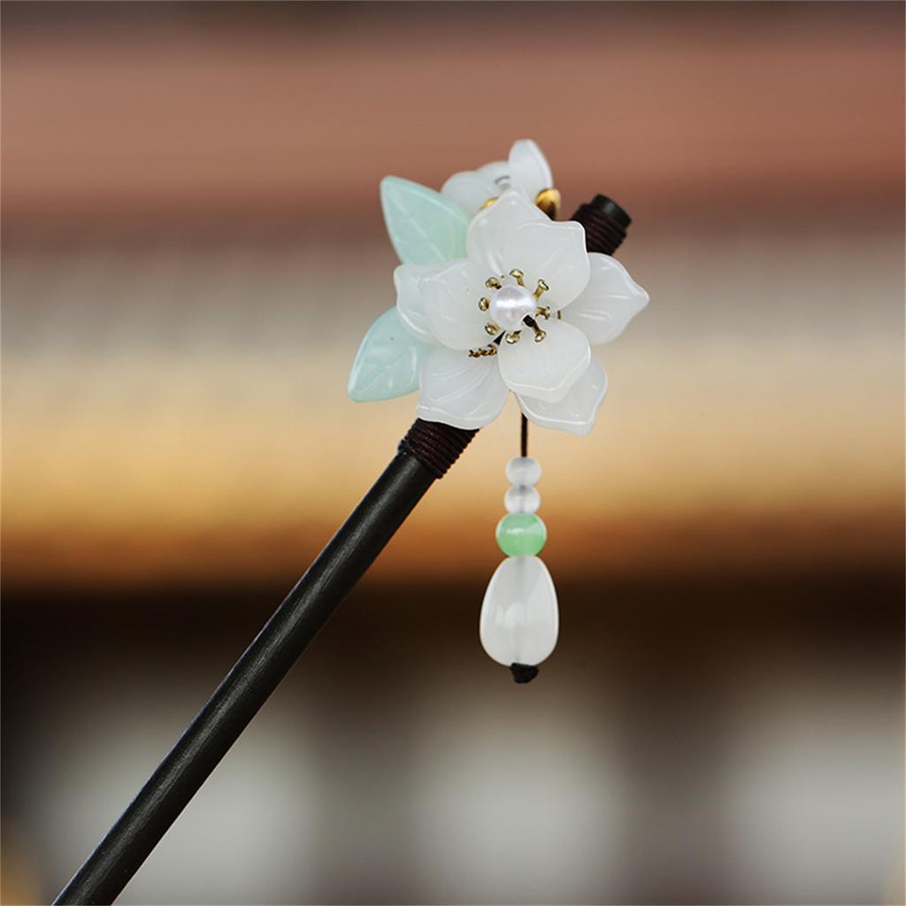 Sandeltre Blomst Hårnåler Kinesisk Stil Hårpinner Retro Hanfu Hårtilbehør Fe Cheongsam Hårknute Smykker Tiara