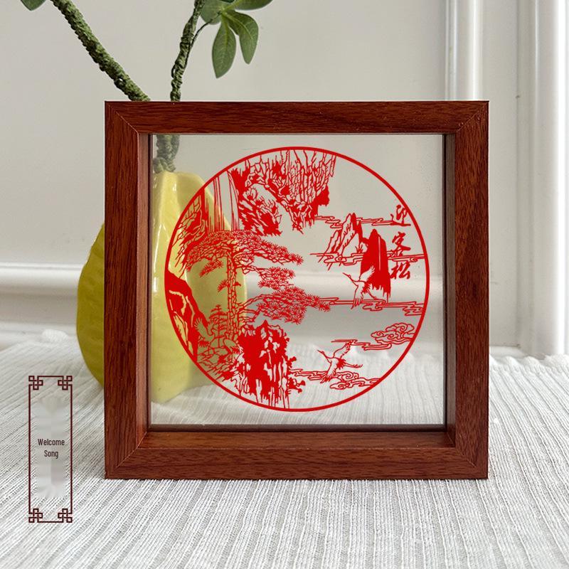Xianci Double-Sided Transparent Frame: A4 Paper-Cut Calligraphy Fu Character Display Stand