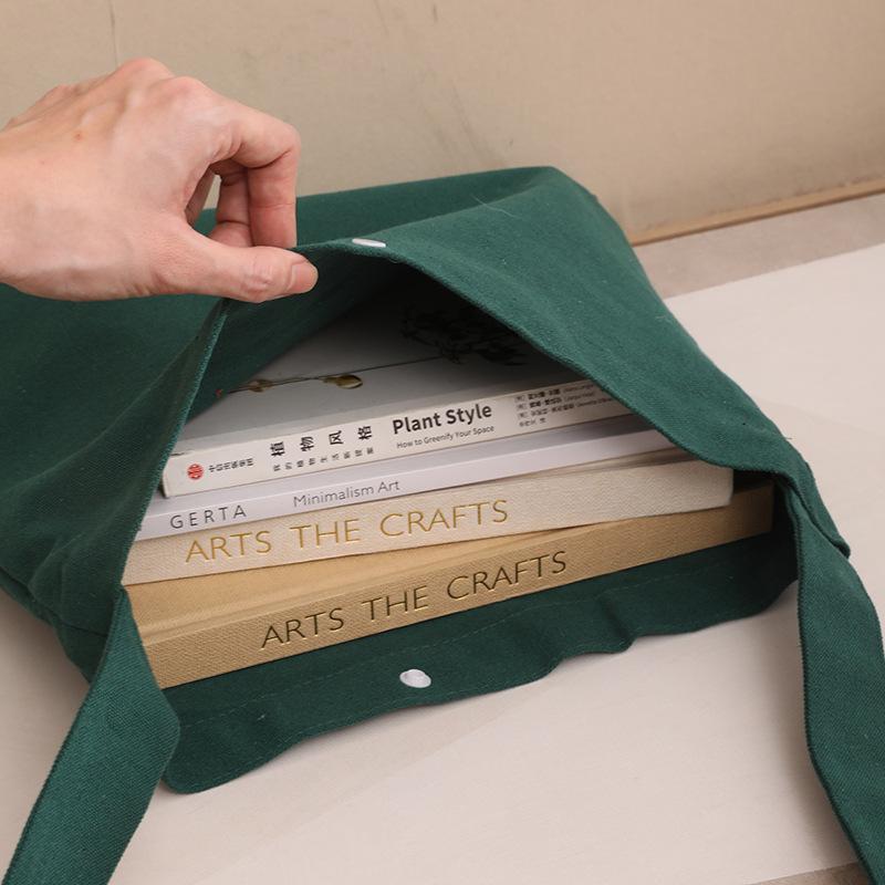 Eco-Friendly Cotton Canvas Crossbody Bag with Printed Logo