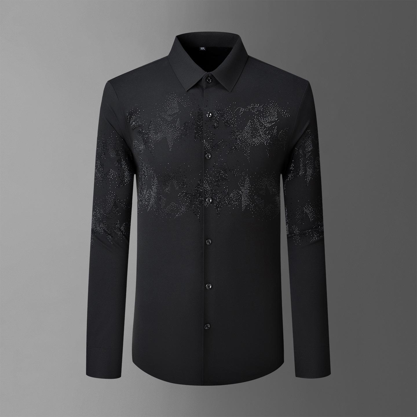 Мужская роскошная европейская приталенная рубашка, устойчивая к складкам, не требующая глажки 4XL чёрный