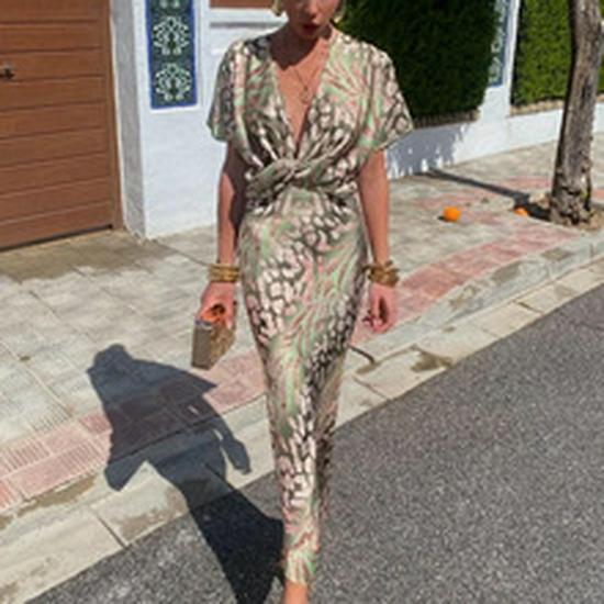 Women's Spring Solid Color High-waisted Wide-leg Jumpsuit with Half-open Collar