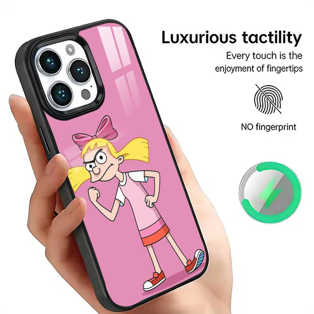 

Hey Arnold Helga Bonito Phone Case For iPhone17,16,15,14,13,12,11 Plus,Pro Magnetic with Magsafe Wireless Charging iPhone12PROMAX