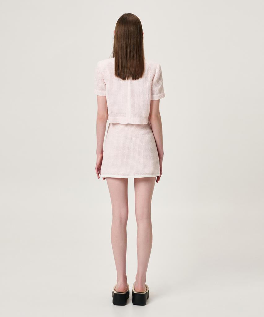 ETMON Summer Tweed Mini Skirt, Pink