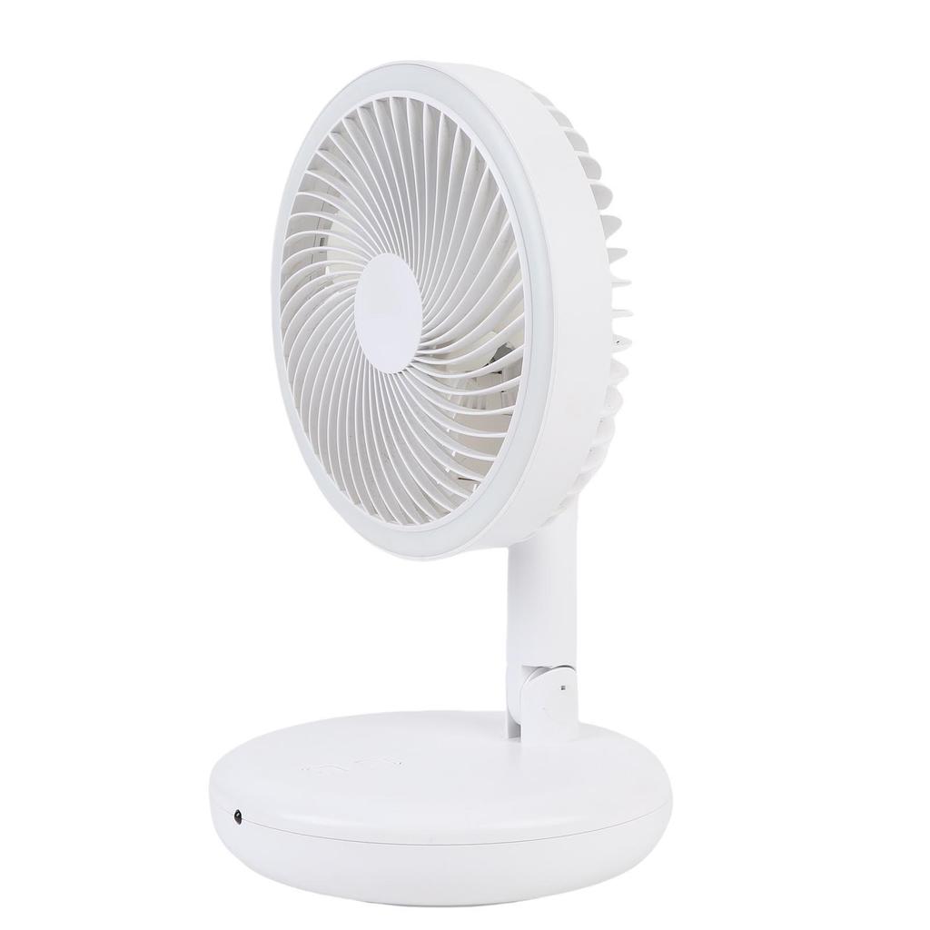 Folding Portable Desk Fan Rechargeable Long Battery Life Quiet Oscillating Table Fan with Remote Round LED Light Timer