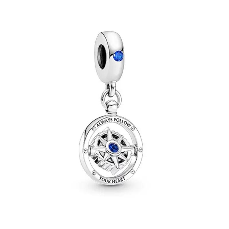 Sparkling Hamsa, All-Seeing Eye & Feather Three-Sided Charm Beads Fit Original Bracelets Accessories Diy Jewelry Gifts
