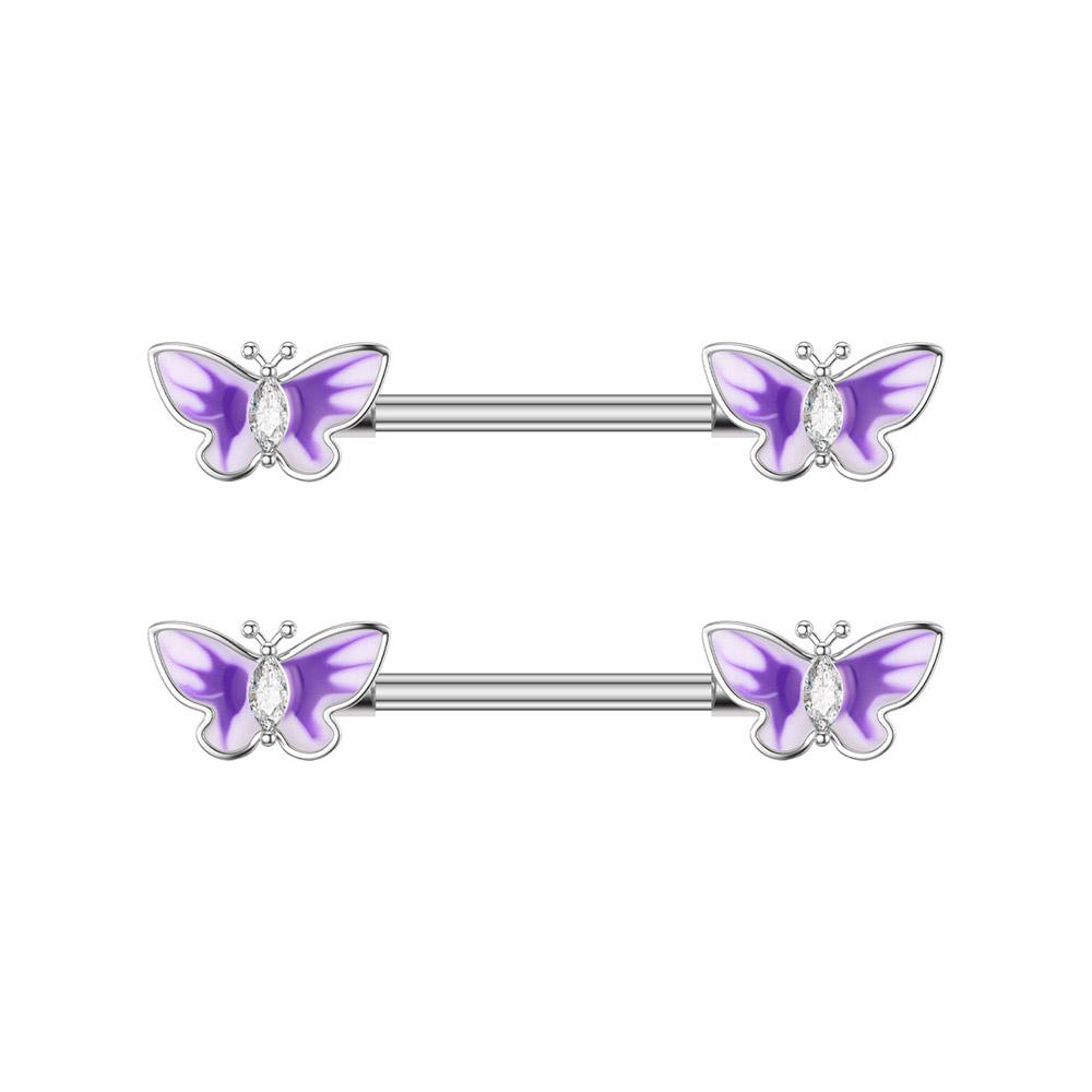 2pcs 316L Steel Maple Leaf Nipple Rings Barbell Butterfly Wing Shield Piercing for Women Girls Sexy Nipple Piercing Body Jewelry