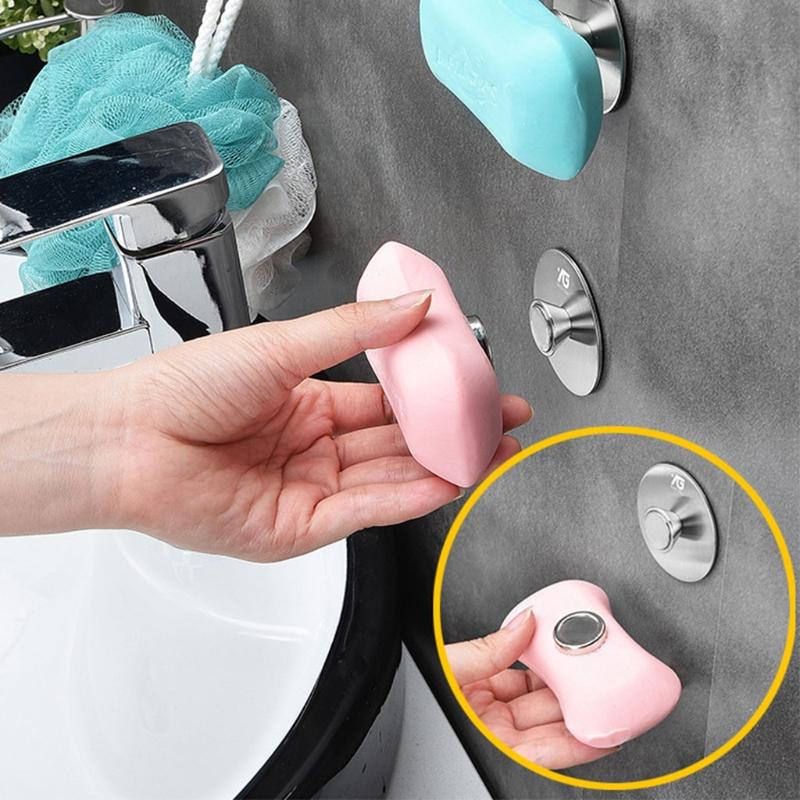 Wall Mounted Magnetic Soap Holder Rustproof Stainless Soap Holder Silver Magnetic Soap Holder for Bathroom Kitchen