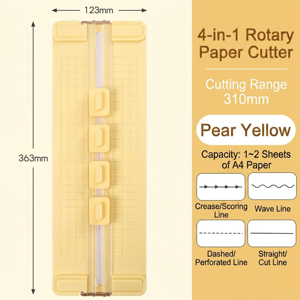 4-In-1 Paper Trimmer Portable Interchangeable Blade Trimmer Manual Rotary Paper Cutter Multi-Functional Diy Craft Paper Cutter жёлтый