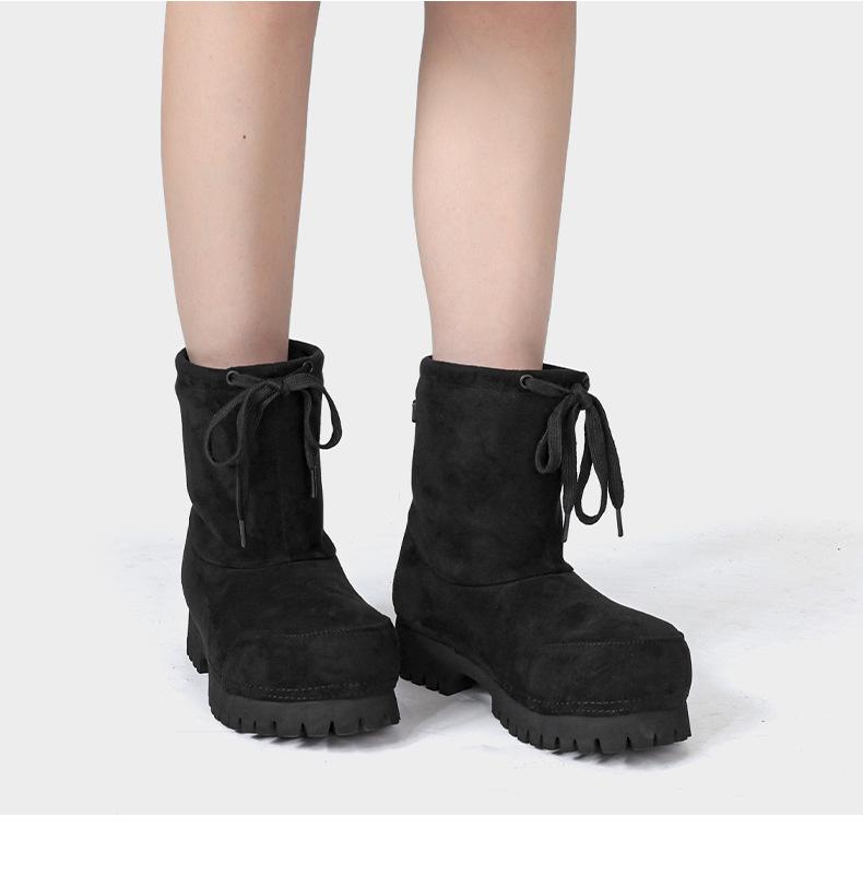 Women's 2025 Winter Thick-Soled Snow Boots: Fashionable, Non-Slip, Ugly-Cute Ski Boots with Drawstring for Big Toes; Thickened and Warm.