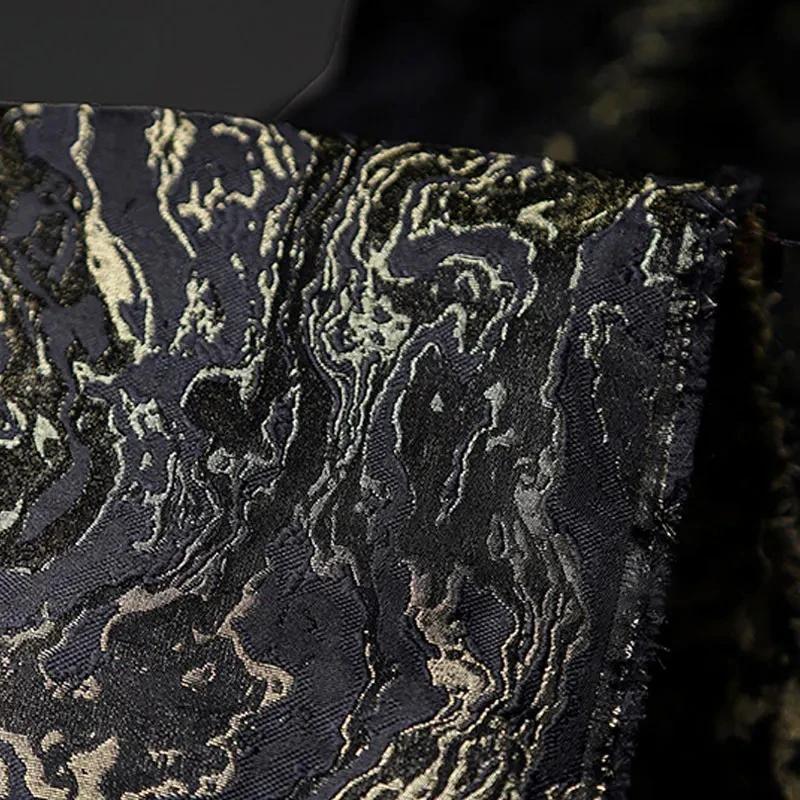 50x145cm Shiny Glossy Heavy Embroidery Texture Designer Fabric Wave Lava Weave Jacquard Fabric For Sewing Coat Jacket Pants
