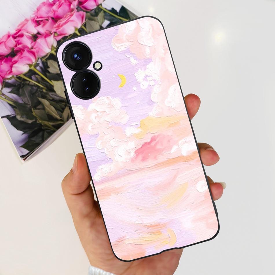For Tecno Spark 9 Pro KH7 KH7n Cute Cartoon Phone Case For Tecno Spark 9Pro Black Silicone Soft TPU Cases