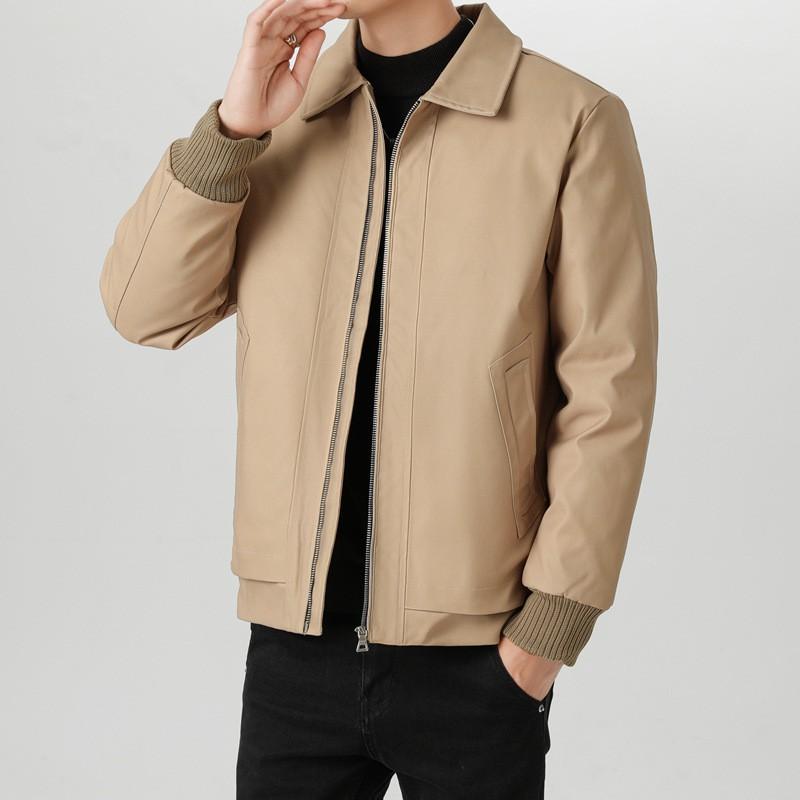 Mens Winter Down Jacket 50% White Duck Loose Fit Business Casual Coat With Multiple Pockets