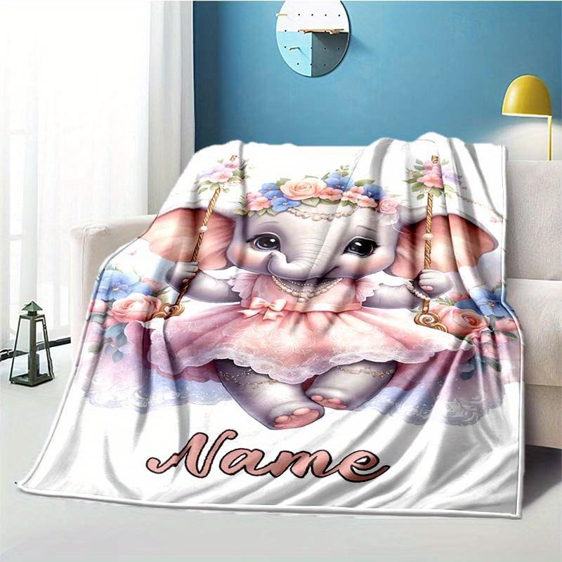 Elephant'S Skirt Customize Your Name Blanket Used For Chair Office Sofa Bed Camping Soft And Warm Giving Friends And Relatives Birthday Gifts