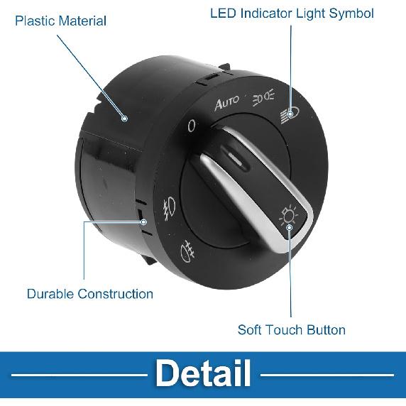 Headlight Switch for VW Touran 2003-2010 for VW Passat B6 2005-2011 Headlamp Dimmer Control Switch Replacement No.5ND941431B/5ND941431BXSH 1 Pcs