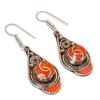 Red Coral Gemstone Earrings Handmade Tibetan Bahamas Nepali Jewelry 2.2" NE 5563