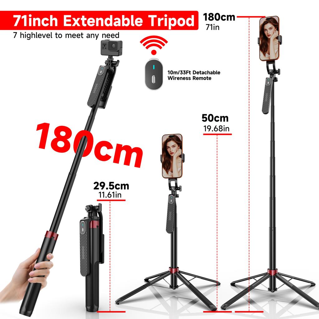 NeePho Travel Light Capture Panoramas Bluetooth Remote 4-Leg Stable Portable Selfie Stick Tripod NP-P185PLUS 7