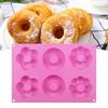 Heat Resistant Silicone Donut Mold 6 Holes Silicone Donut Mold Bagel Pan Resistant Doughnut Moulds Tray for Chocolate Donut Cake