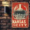 Vintage Kansas City Chiefs Football Helmet Metal Wall Art Sign 12x8 Inch Retro Home Decor Weatherproof Outdoor