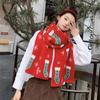 Christmas Gloves and Scarf for Women, Winter Korean Style Versatile Student Autumn/winter Knitted Wool Long Thickened Girl's Neck Warmer