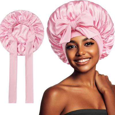 Satin Bonnet Silk Satin Night Sleep Cap  Polyester Elastic Night Sleeping Shower Cap Hair Bonnet Hat Head Cover