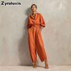 Autumn New Arrivals Women's Linen Casual Long Sleeve Jumpsuit