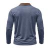 Mens Casual Long Sleeve Polo Shirts Contrast Lapel Button T Shirt with Chest Pocket Solid Color Daily Business Tops