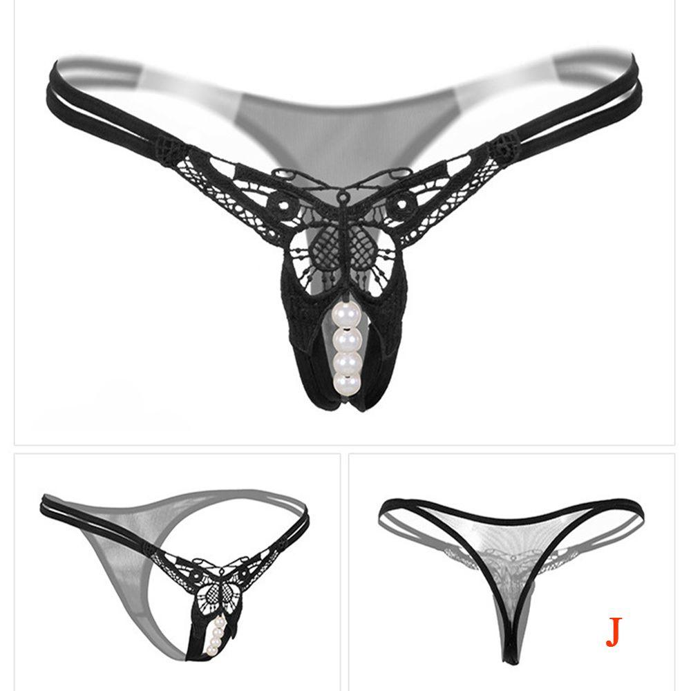 Female Women Sexy Pearl Massage Lace Thong G-stings Panties Lingerie T-back Panties Underwear