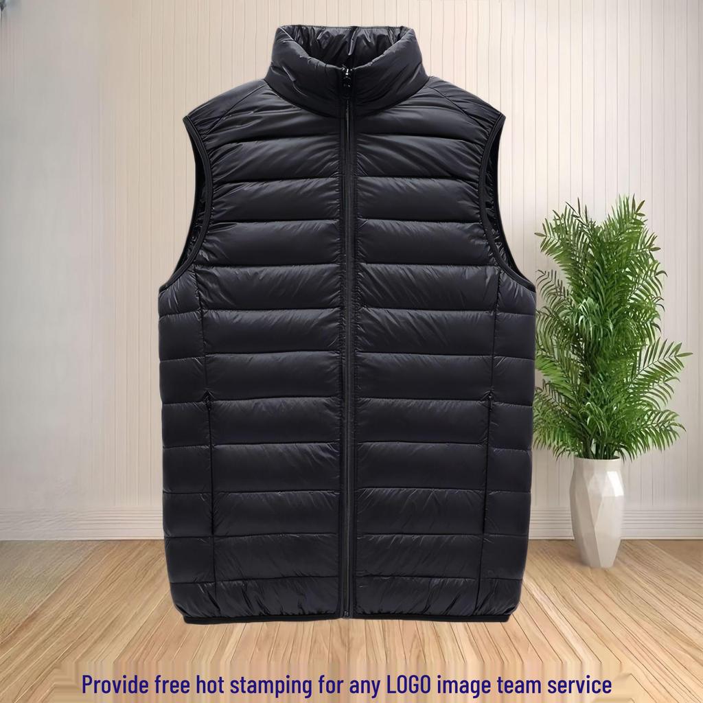 Men's 2024 Autumn/Winter Lightweight Luxury Down Vest with Stand-up Collar