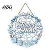 Snowman Gift Theme Decoration Christmas Door Sign Double Sided Hanging Wooden Plaque for Front Door Decor Rustic Holiday Wall Indoor Outdoor