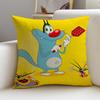 OOggy and the CockroachesS Cushion Cover Breathable and skinfriendly linen pillowcase square removable and washable cushion