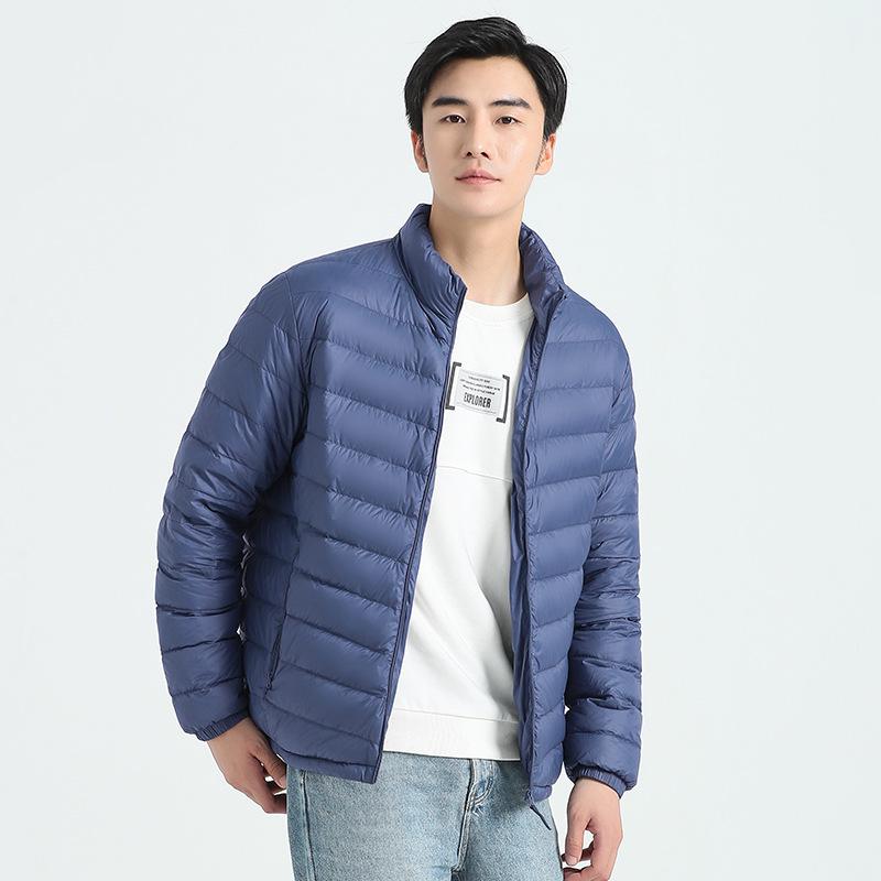 Men's Stand Collar Lightweight Down Jacket with Hood - Autumn/Winter 2025 Collection