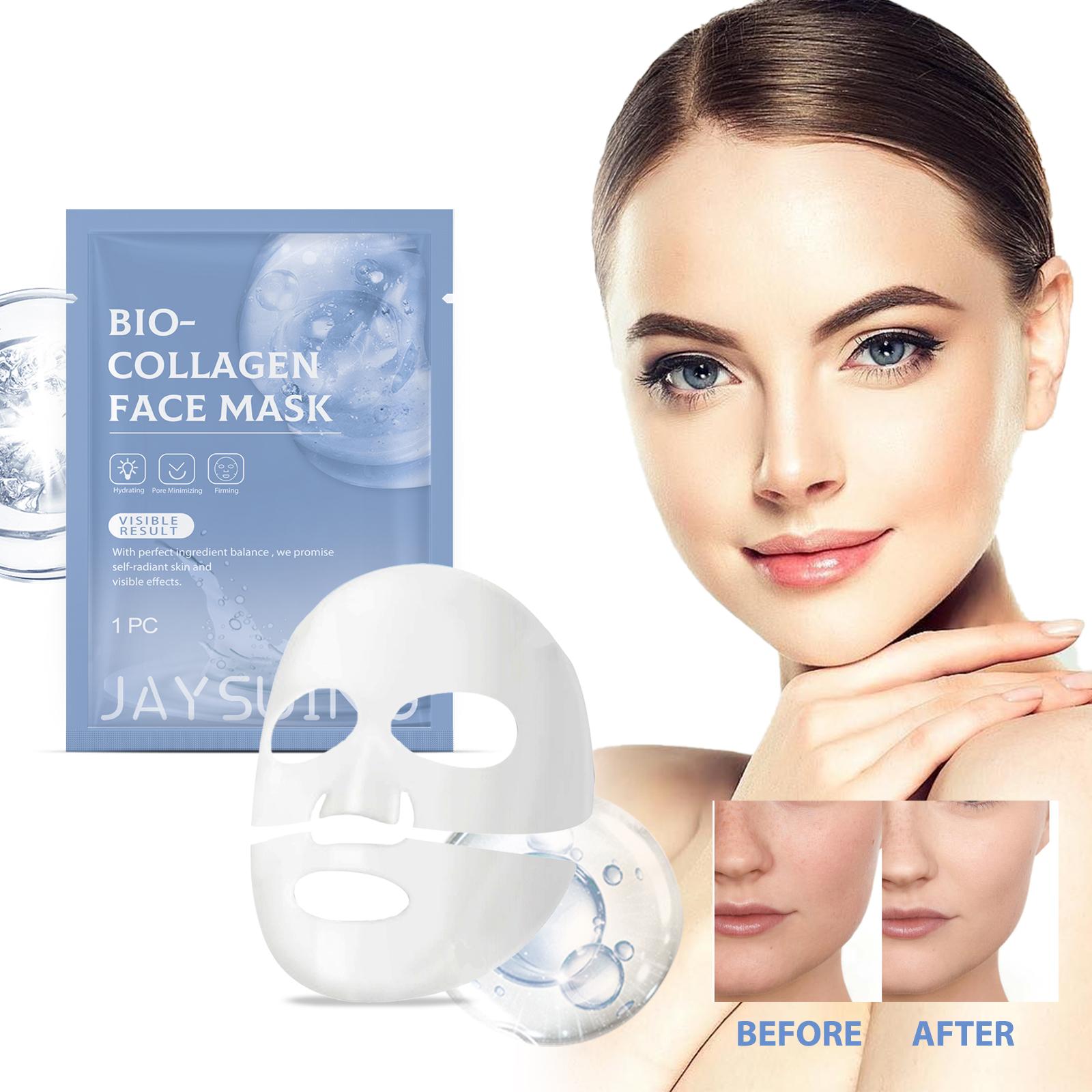 Jaysuing Collagen hydrating facial mask brightens skin tone and tightens skin with hyaluronic acid moisturizing facial mask 1pc