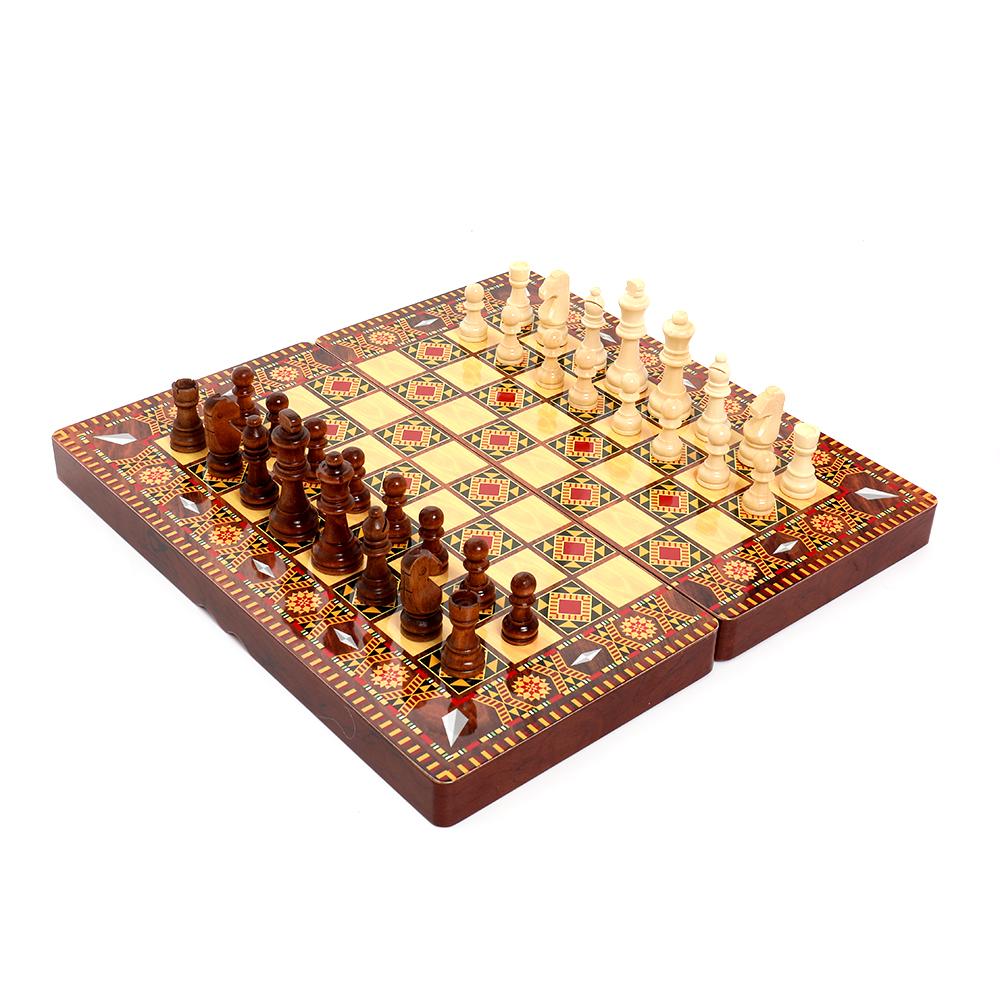 Luxury Knight Checkers Chess Backgammon Foldable Intellectual Entertainment Game 40X40Cm Portable 3-In-1 Board Multiple Modes