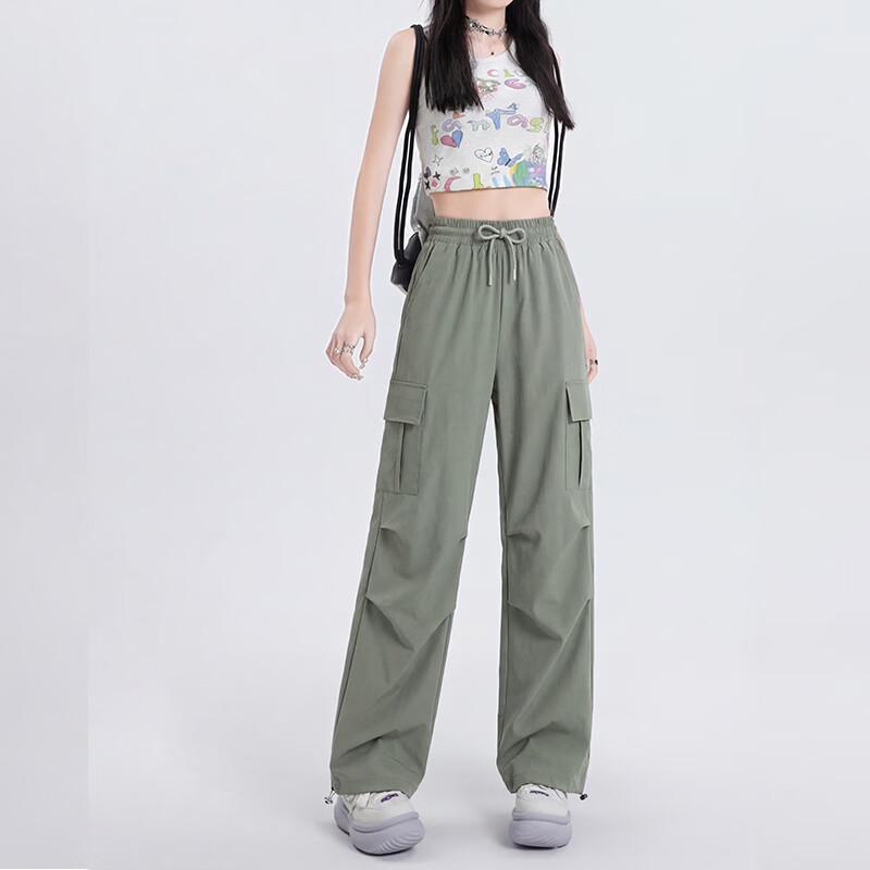 MJ STYLE Women's High-Waist Straight-Leg Cargo Pants